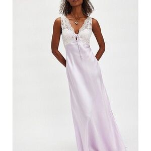 FREE PEOPLE INTIMATELY Countryside Lilac Purple Maxi Slip Dress Lace Boho